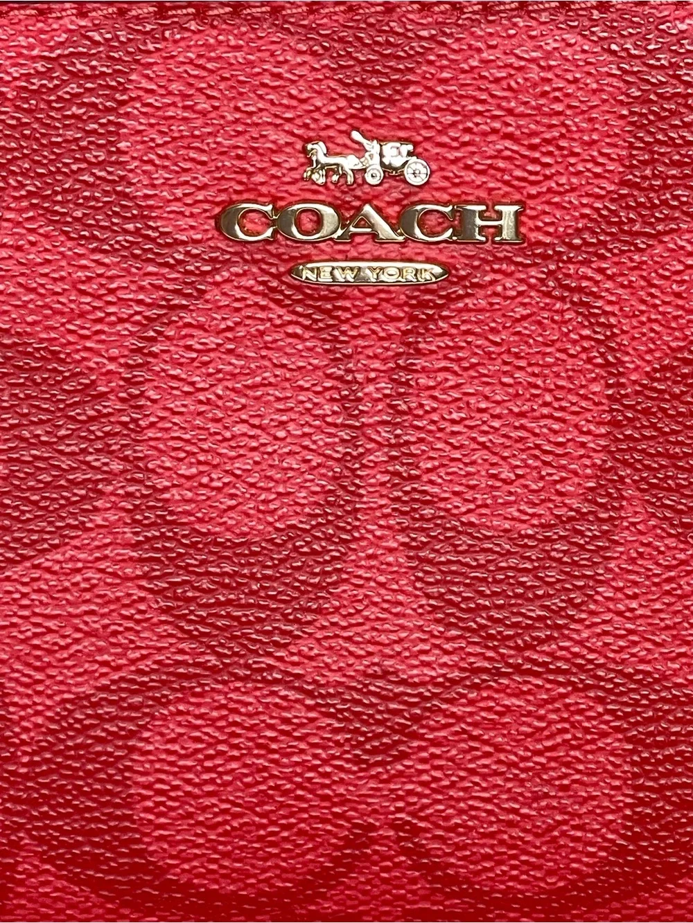 Coach Signature Zip Wallet in Rich Red with Gold Hardware